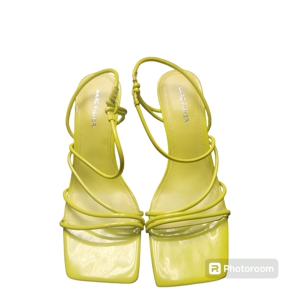 Marc Fisher Dareta Patent Square Toe Heels Lime Green Sz. 9